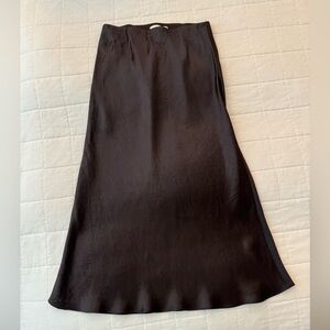 Aritzia Babaton Brown Slip Satin Midi Skirt
